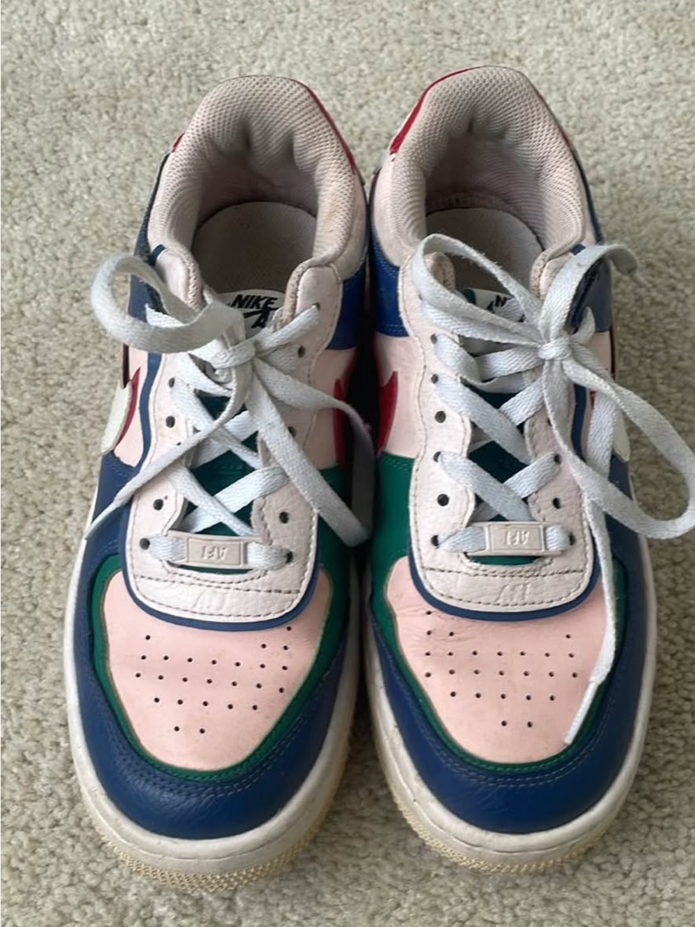 Nike Kids Low-Top Sneakers in Pink, Blue & Green